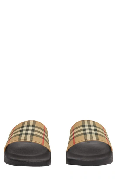 Shop Burberry Furley Check Slide Sandal In Archive Beige