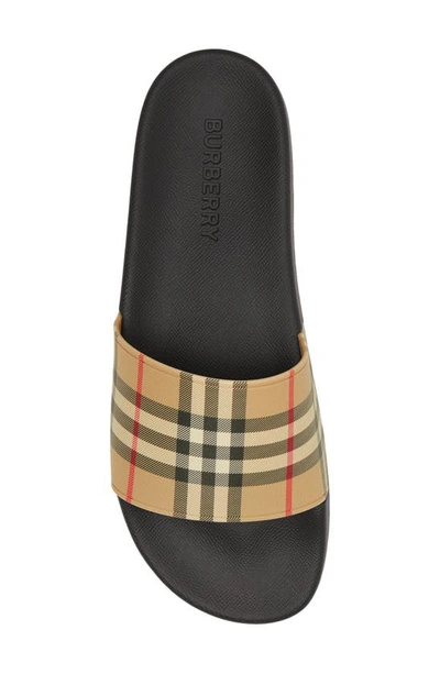 Shop Burberry Furley Check Slide Sandal In Archive Beige