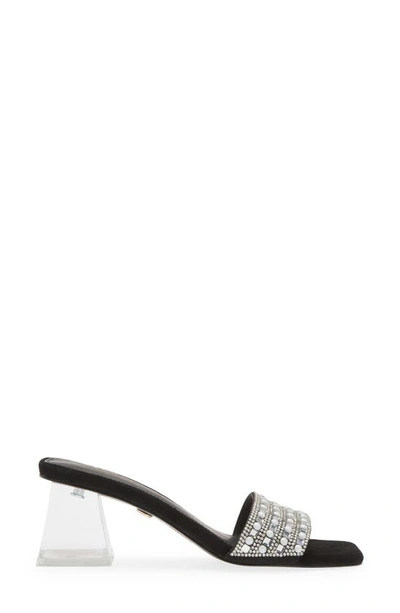 Cecelia New York Cinder Square Toe Sandal In Black Suede Mirror