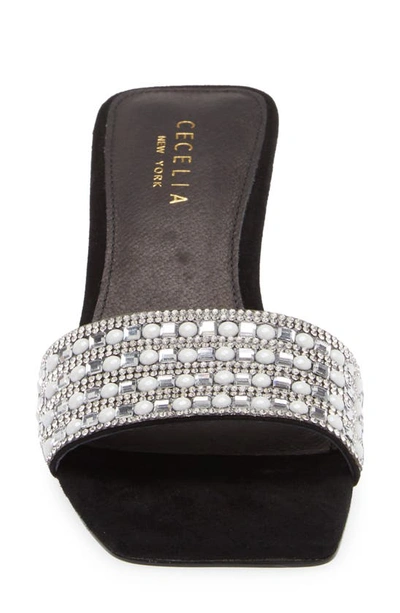 Cecelia New York Cinder Square Toe Sandal In Black Suede Mirror