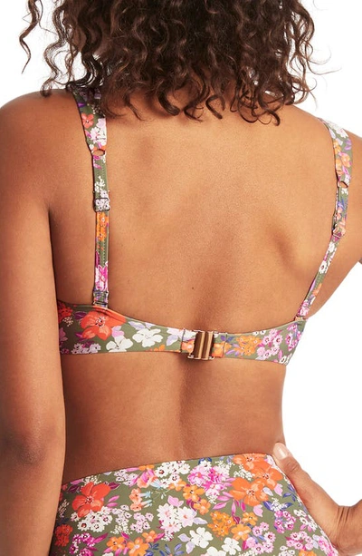 Shop Sea Level Floral C- & D-cup Underwire Bikini Top In Khaki
