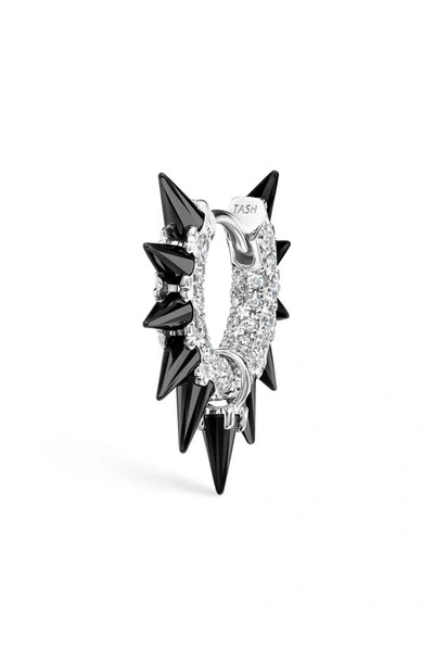 Maria Tash Single Diamond & Moissanite Spike Hoop Earring In White Gold