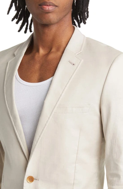 Shop Asos Design Super Skinny Cotton Blend Suit Jacket In Stone