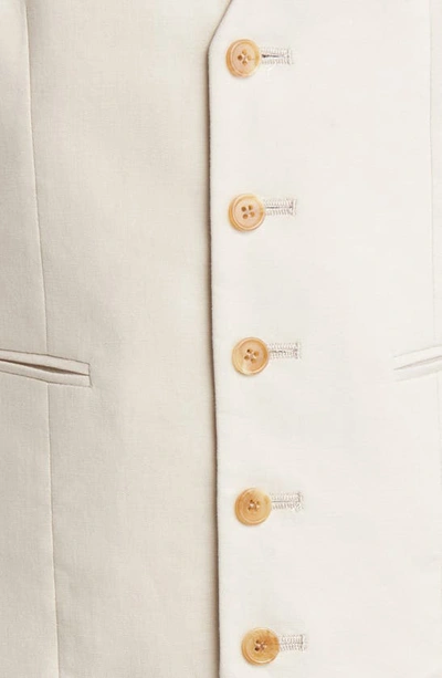 Shop Asos Design Super Skinny Stretch Cotton & Linen Suit Waistcoat In Stone
