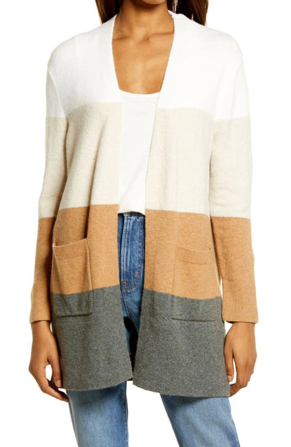 Kent colorblock cardigan sweater in coziest yarn hot sale