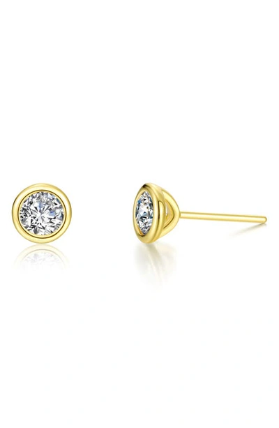 Shop Lafonn Simulated Diamond Bezel Stud Earrings In White/ Gold