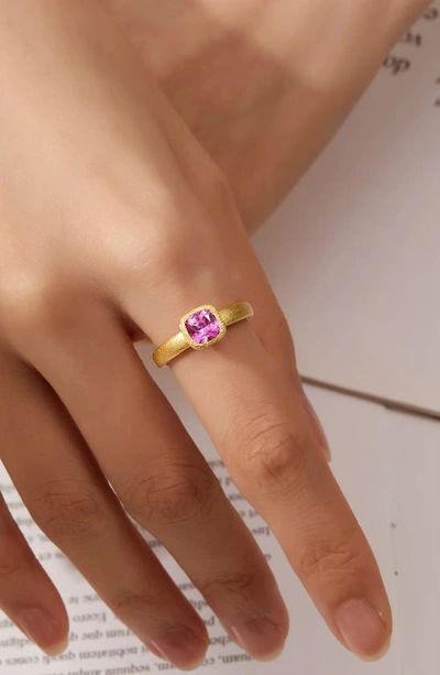 Shop Lafonn Fancy Lab Grown Sapphire Solitaire Ring In Purple