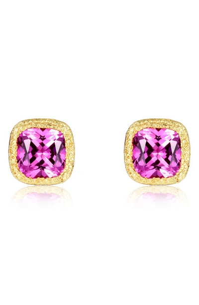 Shop Lafonn Created Sapphire Cushion Stud Earrings In Purple