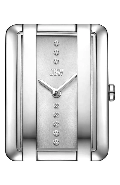 Jbw Mink Petite Lab Created Diamond Bracelet Watch, 23mm X 8mm In Silver