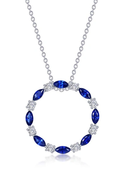 Shop Lafonn Fancy Lab Grown Sapphire Pendant Necklace In Blue