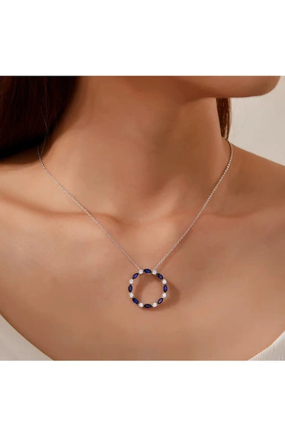Lafonn Fancy Lab Grown Sapphire Pendant Necklace In Blue