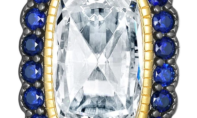 Lafonn Art Deco Simulated Diamond Halo Stud Earrings In Blue/ Gold