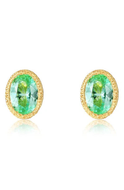 Lafonn Lab Grown Green Sapphire Stud Earrings In Green