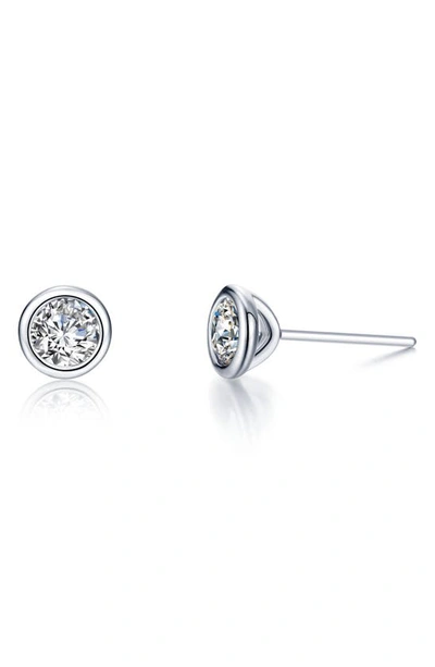 Shop Lafonn Simulated Diamond Bezel Stud Earrings In White/ Silver