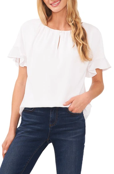 Shop Cece Ruffle Sleeve Crepe Blouse In New Ivory