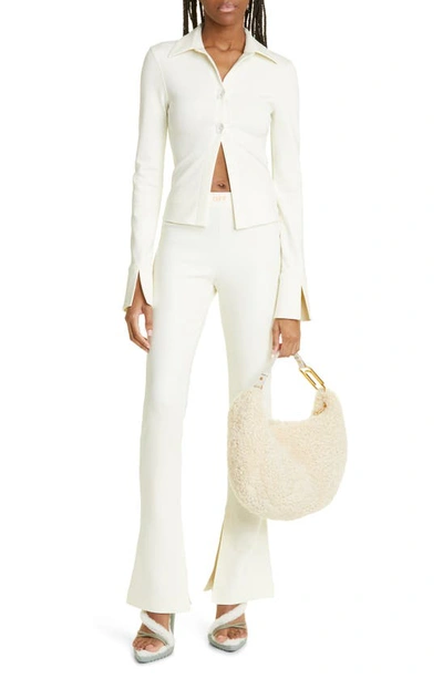 Off-white Logo Print Split Flare Fit Leggings In White