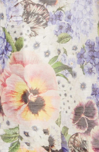 Shop Zimmermann Tama Floral Linen & Silk Skirt In Purple Pansy Print