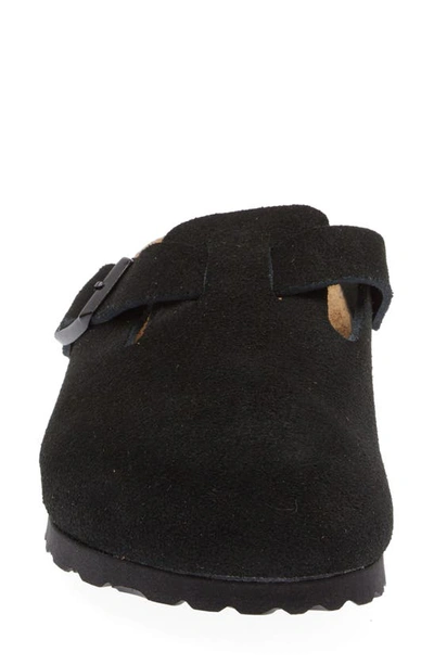Shop Birkenstock Boston Soft Footbed Clog In Black Suede