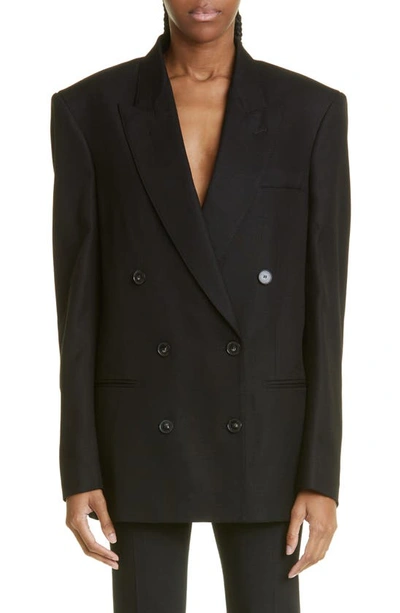 Shop Stella Mccartney Oversize Double Breasted Jacket In Black