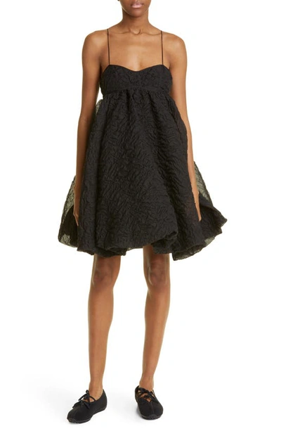 Shop Cecilie Bahnsen Sunni Nimbus Matelassé Babydoll Dress In Black