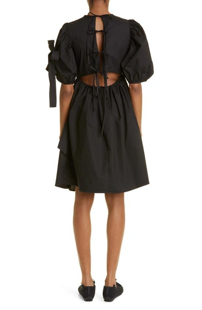 Shop Cecilie Bahnsen Danita Cutout Back Ruffle Organic Cotton Dress In Black