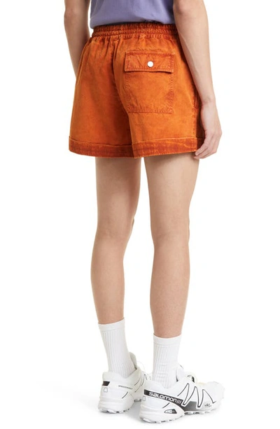 Shop Ranra Sokki Garment Dyed Cotton Shorts In Pureed Pumpkin 1245