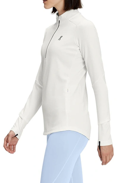 Shop On Climate Knit Quarter-zip Running Top In Undyed White