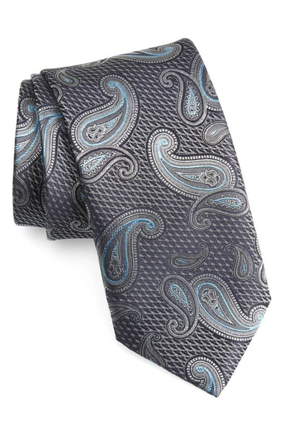 Shop Canali Paisley Silk Tie In Grey