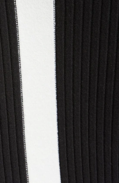 Shop Blanc Noir Colorblock Stripe Ribbed Midi Sweater Dress In Black/ White