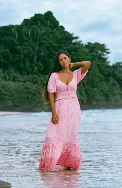 Shop Billabong Sweet On You Floral Maxi Dress In Pink Trails