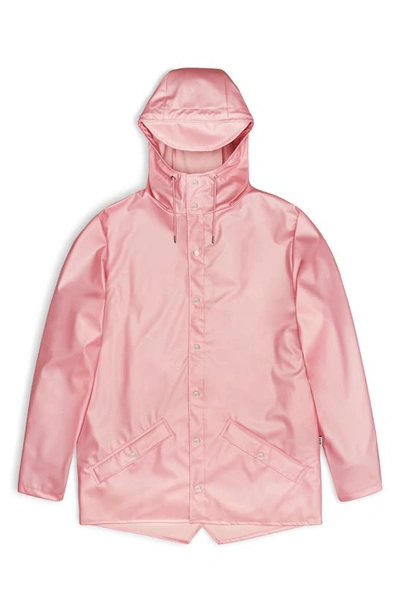 Shop Rains Snap Front Rain Jacket In Pink Sky