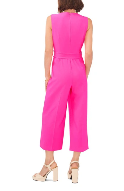 Shop Vince Camuto Belted Crop Jumpsuit In Hot Pink