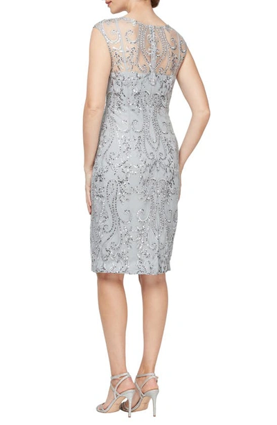 Shop Alex Evenings Embroidered Sequin Sheath Dress In Pale Grey Lilac