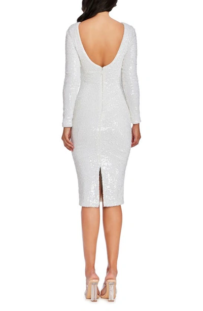 Shop Dress The Population Emery Long Sleeve Sequin Cocktail Midi Dress In White Multi