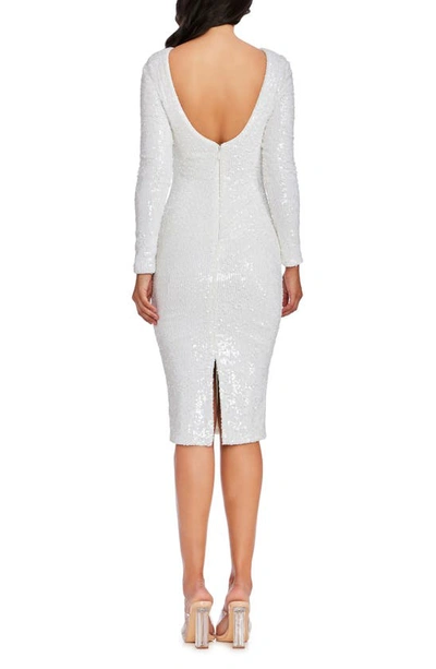 Dress The Population Emery White Long Sleeve Sequin Dress In White Multi