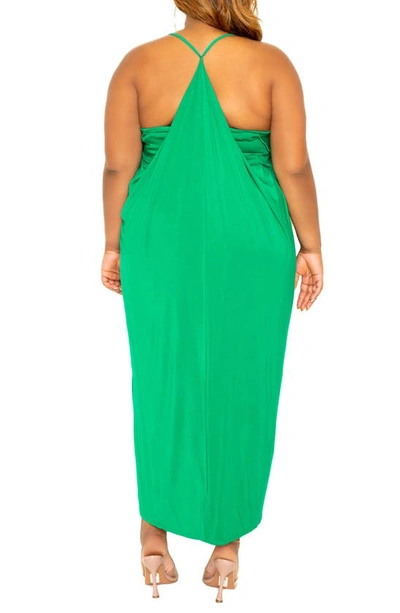 Shop Buxom Couture Cascade Ruffle Racerback Maxi Dress In Green