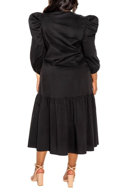 Shop Buxom Couture Ruffle Hem Long Sleeve Maxi Dress In Black