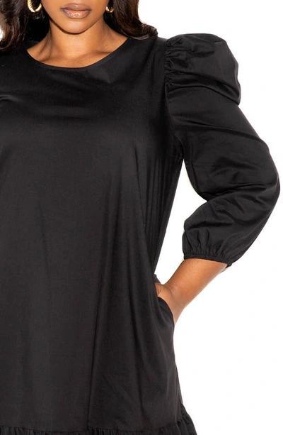 Shop Buxom Couture Ruffle Hem Long Sleeve Maxi Dress In Black