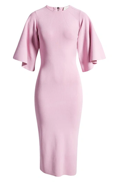 Shop Ted Baker Lounia Fluted Sleeve Body-con Sweater Dress In Lilac