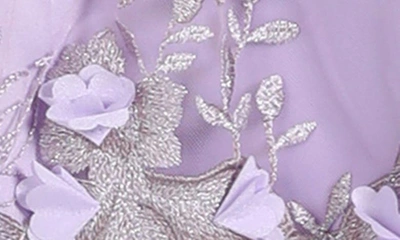 Shop Christian Siriano Kids' Floral Embroidered 3d A-line Dress In Lilac