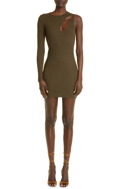 Shop K.ngsley Gender Inclusive R4 Long Sleeve Knit Cutout Dress In Dark Olive