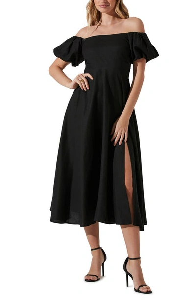 Shop Astr The Label Off The Shoulder A-line Dress In Black