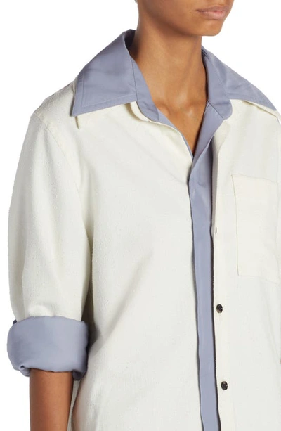 Shop Bottega Veneta Layered Cotton Blend Button-up Shirt In 9087 Chalk/ Polar