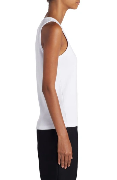 Shop Bottega Veneta Stretch Cotton Rib Tank In 9071 Chalk