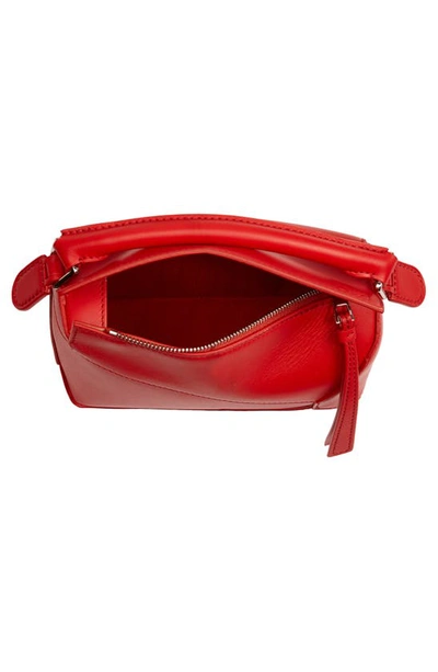 Shop Loewe Mini Puzzle Leather Bag In Red