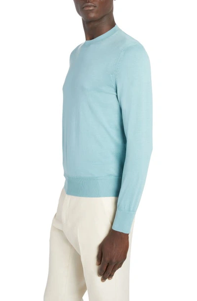 Shop Tom Ford Sea Island Cotton Crewneck Sweater In Dusty Blue