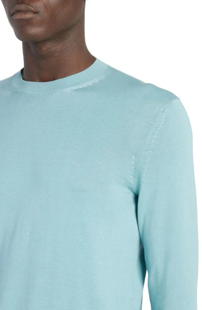 Shop Tom Ford Sea Island Cotton Crewneck Sweater In Dusty Blue