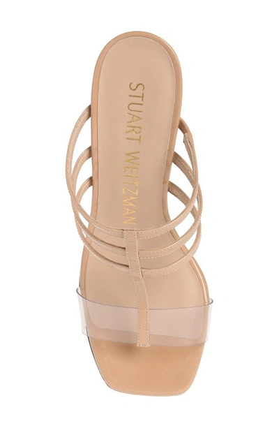 Shop Stuart Weitzman Deco 85 Wedge Sandal In Adobe/ Clear