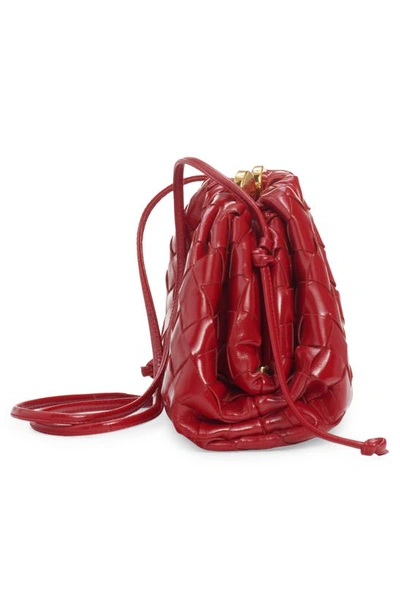Shop Bottega Veneta Mini Pouch Intrecciato Leather Crossbody Bag In 6392 Apple Candy-m Brass