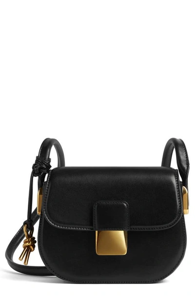 Shop Bottega Veneta Desiree Leather Crossbody Bag In 1019 Black-m Brass